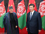 الرئيس الصيني يلتقي نظيره الأفغاني حامد قرضاي