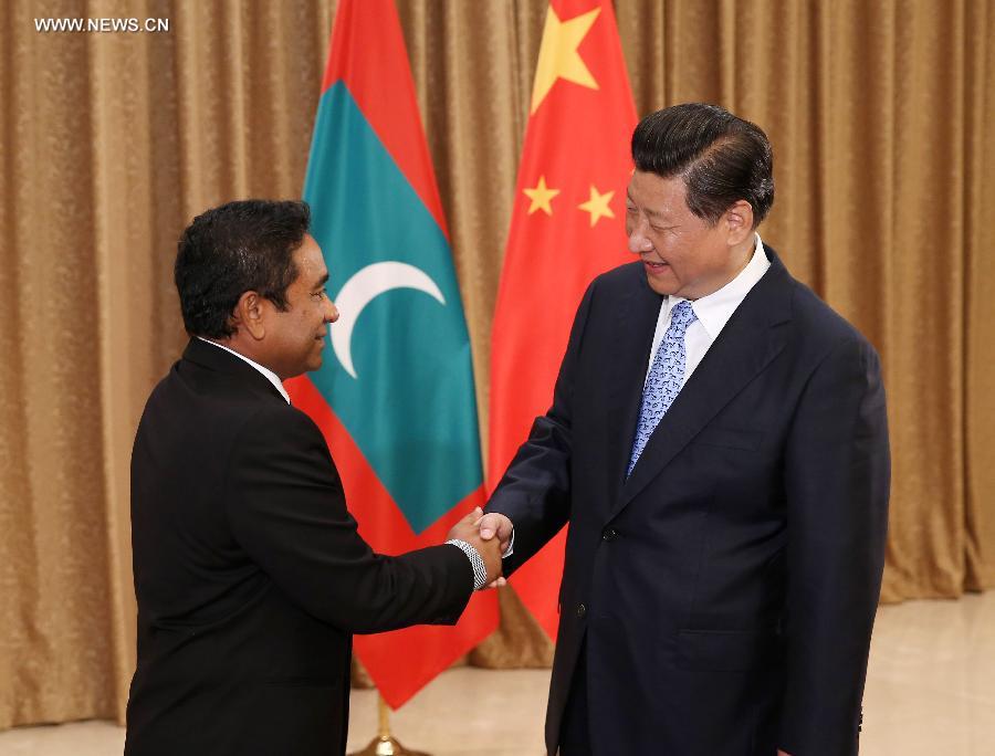 الرئيس الصيني يرحب بمشاركة المالديف في بناء طريق الحرير البحري