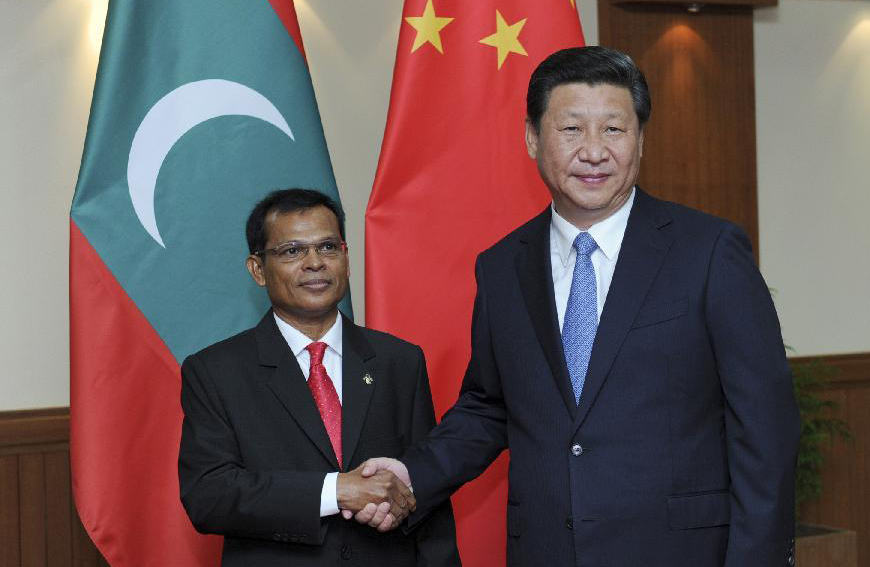 الرئيس شى جين بينغ يتعهد بمشاركة الفرص التنموية مع المالديف