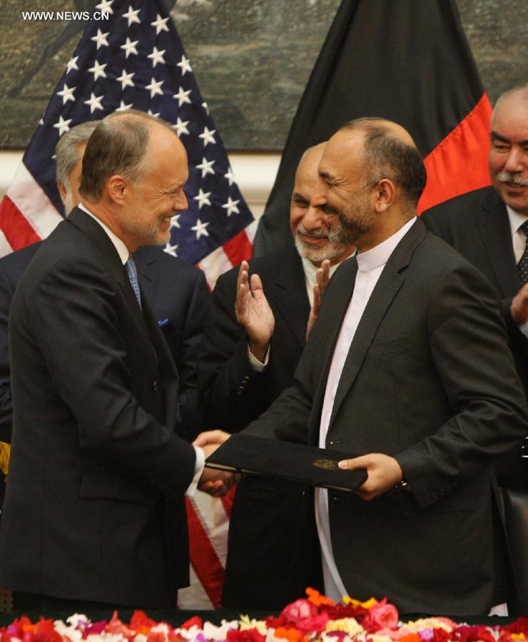 م التوقيع على اتفاقية الأمن الثنائي بين الولايات المتحدة وافغانستان فى العاصمة الافغانية كابول