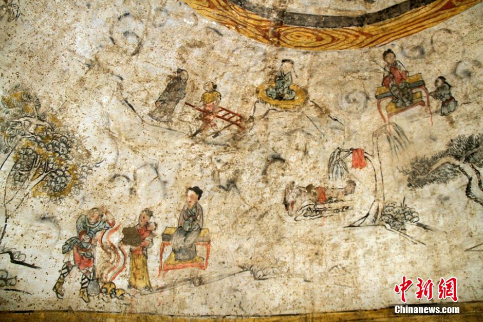 اكتشاف قبر نادر للرسوم الجدارية الملونة لأسرة يوان في شنشي