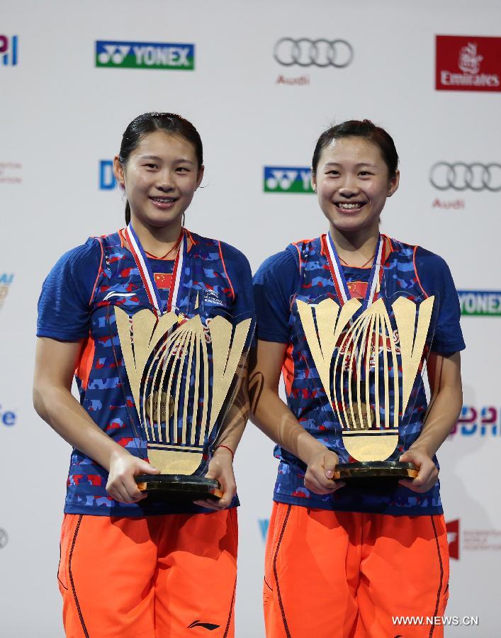 الصين تفوز ببطولة زوجي السيدات في نهائيات دوري السوبر سيريز العالمي للريشة الطائرة في دبي