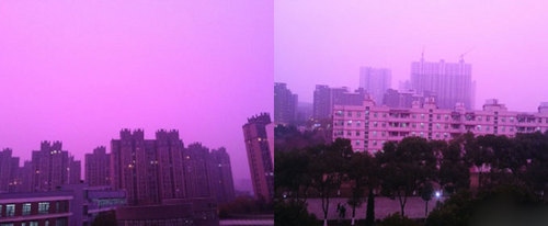 الضباب الدخاني الأحمر يثير قلق المواطنين فى نانجينغ