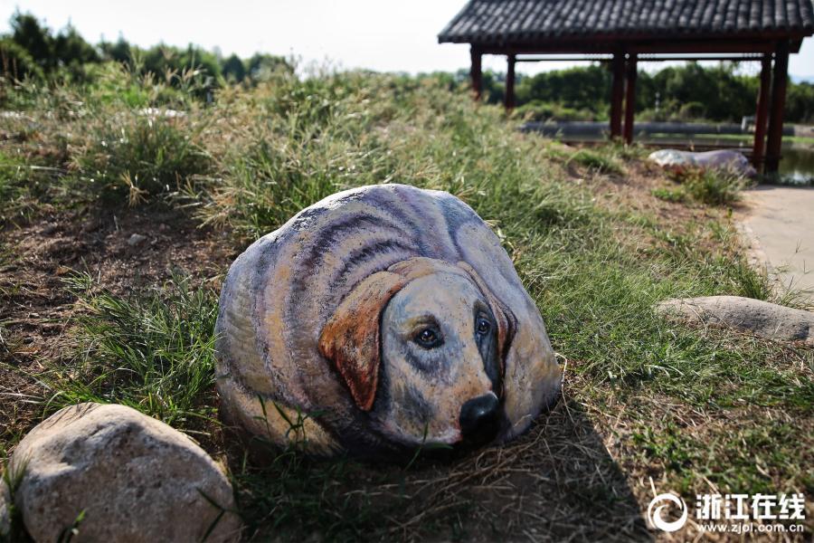 رسوم حيوانات ثلاثية الأبعاد على الأحجار تزين قرية صينية
