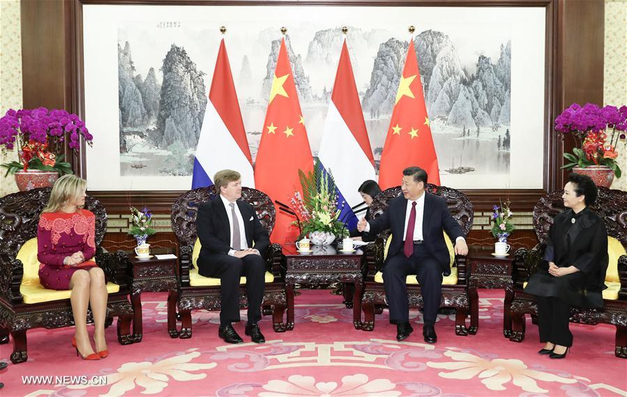 الرئيس الصيني يلتقي ملك هولندا ويدعو لعلاقات اوثق في بناء مبادرة الحزام والطريق