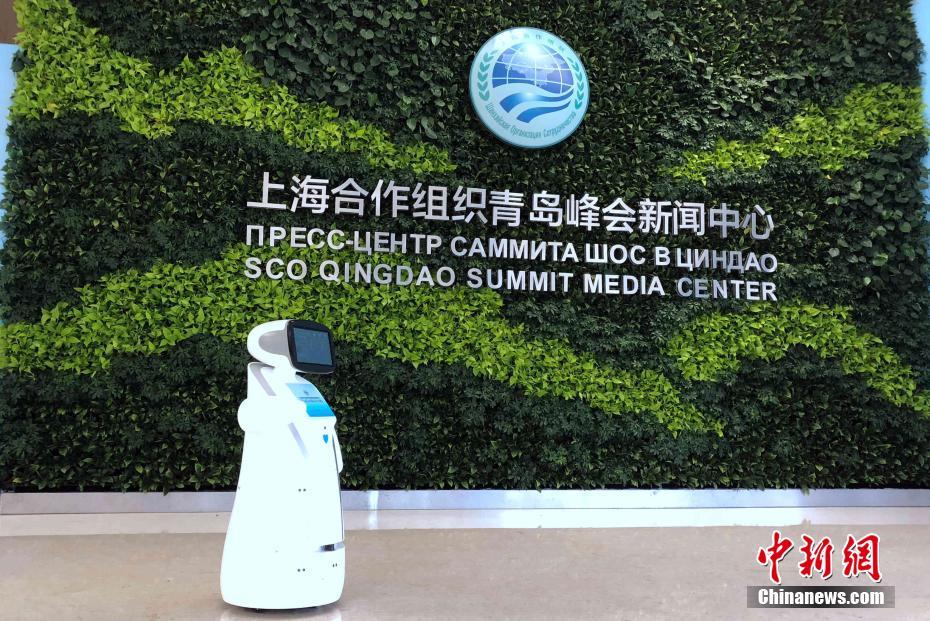 8 يونيو 2018 /صحيفة الشعب اليومية أونلاين/ يظهر في الصورة الروبوت "ليو ليو" وهو يعمل في المركز الإعلامي بقمة تشينغداو لمنظمة شانغهاي للتعاون في 5 يونيو الجاري. وبالإضافة إلى روبوت الاستقبال "ليو ليو"، توجد ايضا روبوتات الشحن والروبوتات الأمنية وغيرها من أربعة أنواع من الروبوتات لتقديم الخدمات للصحفيين من داخل وخارج الصين.  