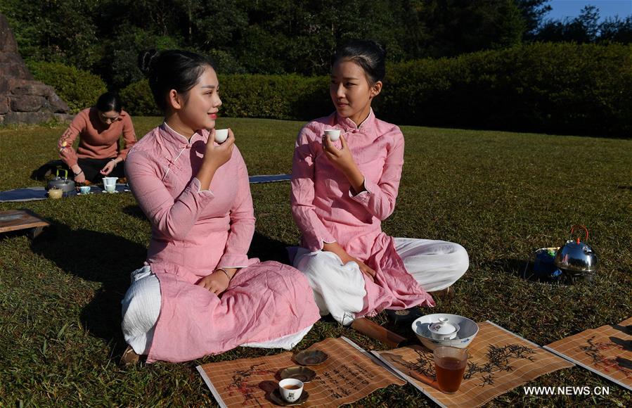 حفل شاي في الهواء الطلق يعقد في مدينة وويشان بمقاطعة فوجيان