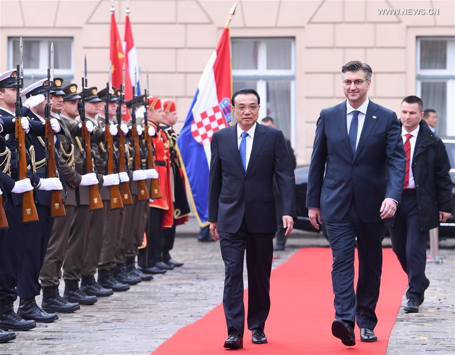 رئيس مجلس الدولة: الصين تعتزم تقوية التعاون في إطار مبادرة الحزام والطريق مع كرواتيا