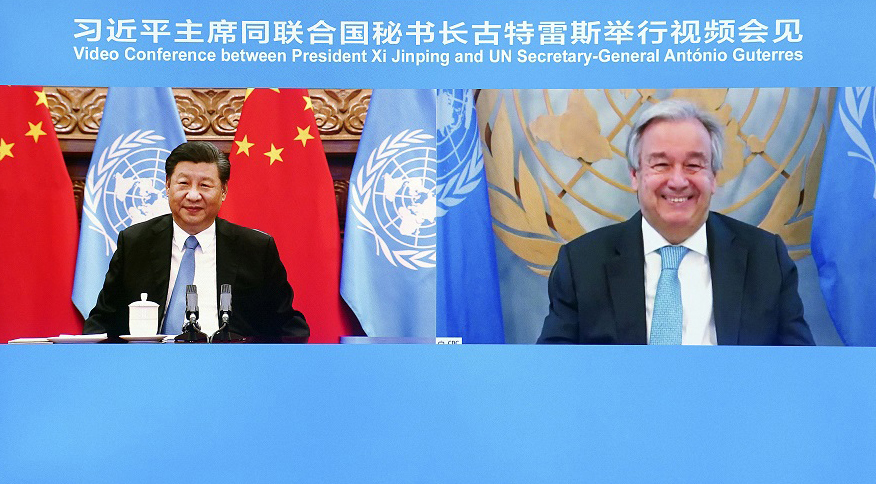 شي والأمين العام للأمم المتحدة يعقدان مؤتمرا عبر الفيديو