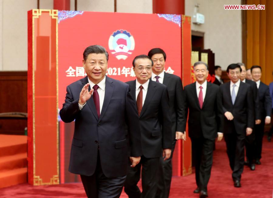 شي يلقي كلمة في اجتماع للمجلس الوطني للمؤتمر الاستشاري السياسي للشعب الصيني بمناسبة العام الجديد