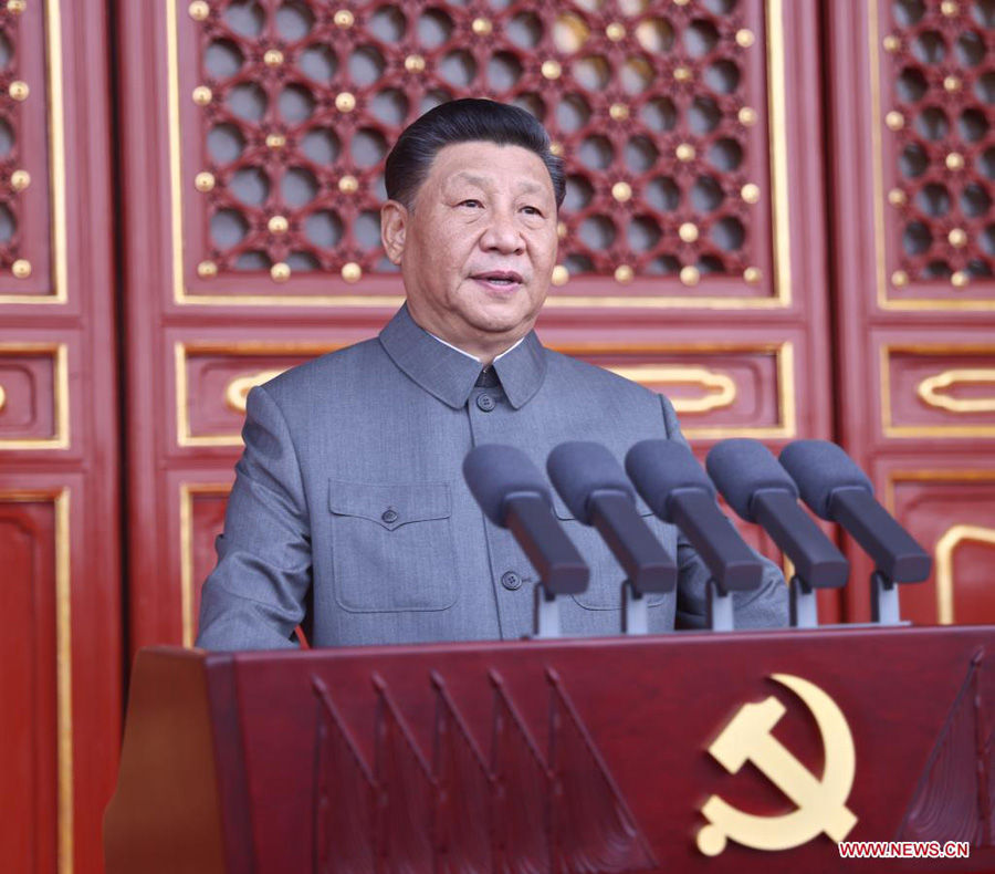 شي يلقي خطابا في حفل بمناسبة الذكرى المئوية لتأسيس الحزب الشيوعي الصيني