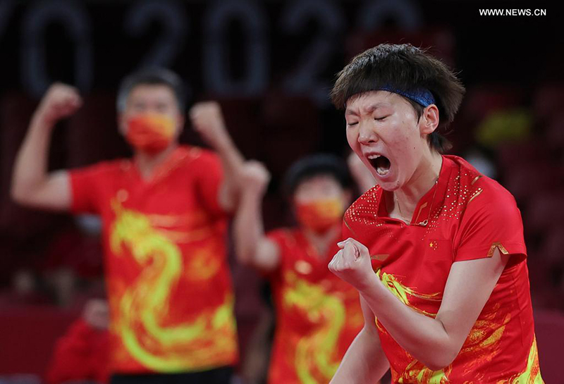الصين تفوز بالميدالية الذهبية الرابعة على التوالي لفرق السيدات لتنس الطاولة بأولمبياد طوكيو