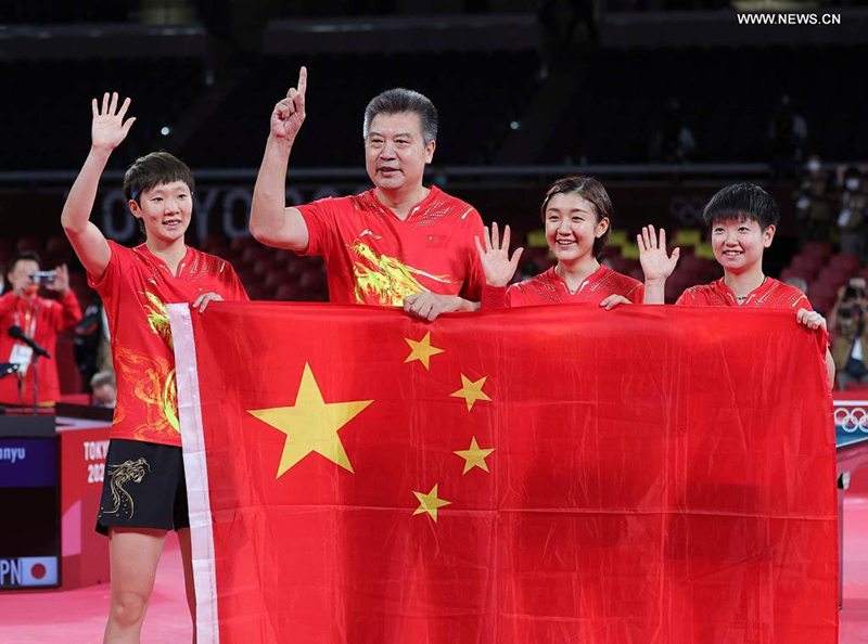 الصين تفوز بالميدالية الذهبية الرابعة على التوالي لفرق السيدات لتنس الطاولة بأولمبياد طوكيو