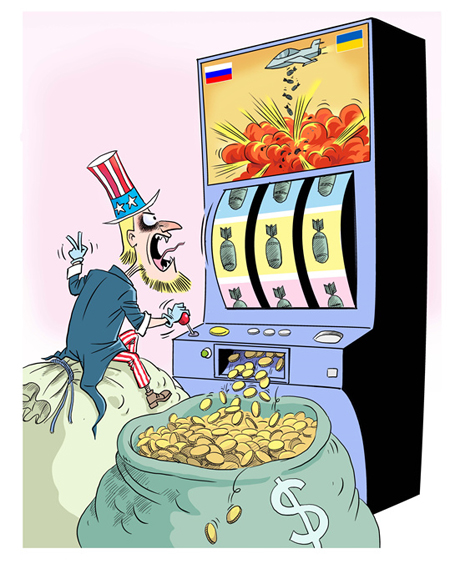 كاريكاتور: " مصاصو الدماء" الأمريكيون يتغذون من الأزمة الأوكرانية