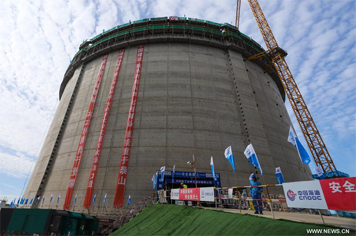 إكمال بناء الهيكل الرئيسي لأكبر قاعدة قيد الإنشاء لتخزين الغاز الطبيعي المسال في الصين