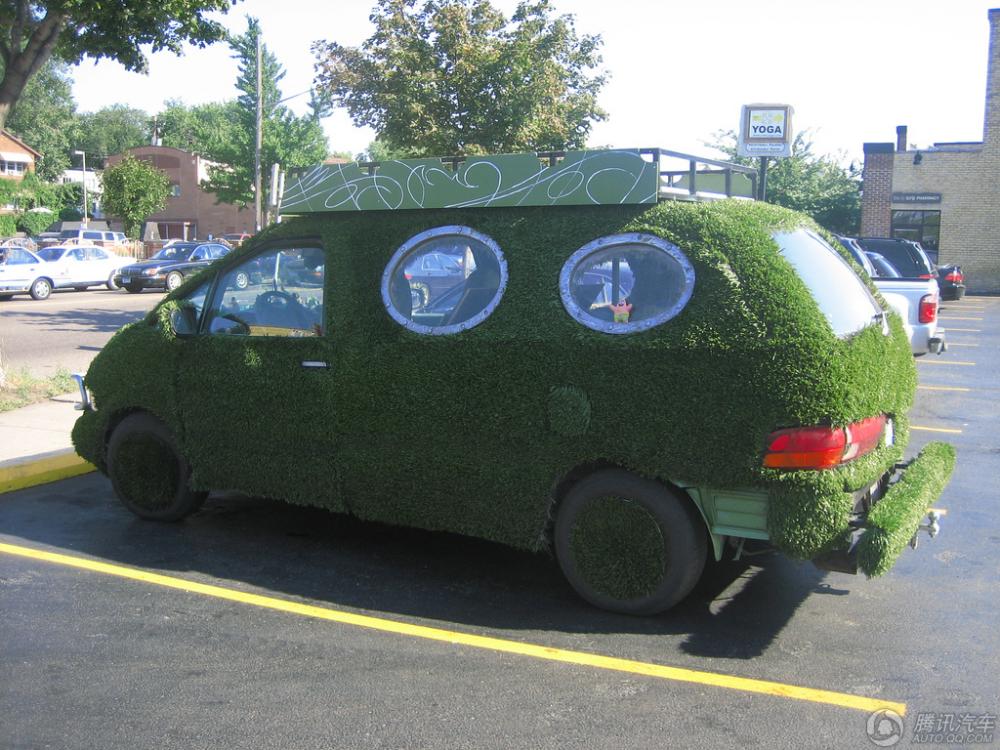 السيارات "الخضراء" الفريدة المكسوة بالعشب تظهر على الطرقات  (21)