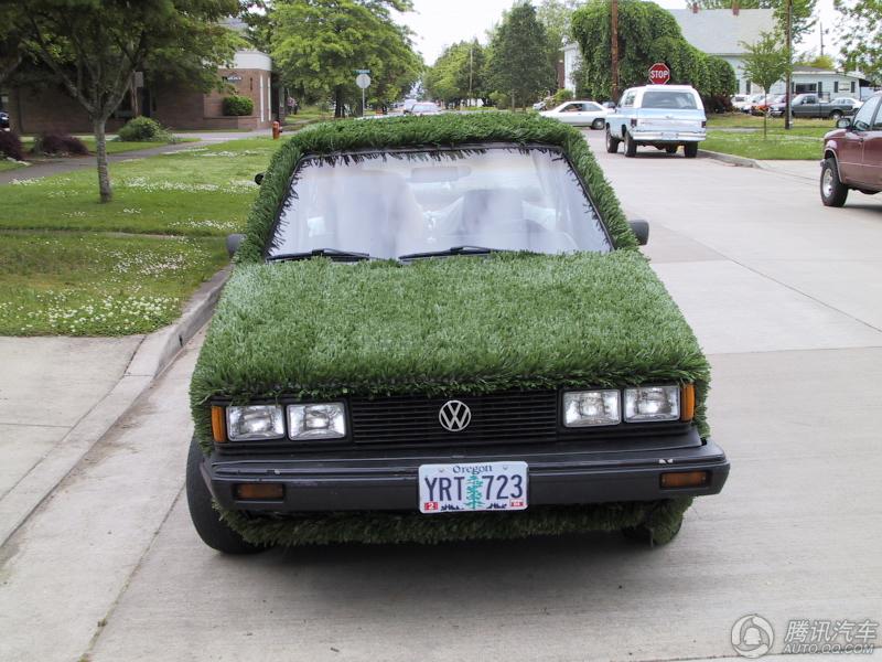 السيارات "الخضراء" الفريدة المكسوة بالعشب تظهر على الطرقات  (11)
