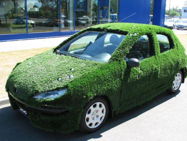 السيارات "الخضراء" الفريدة المكسوة بالعشب تظهر على الطرقات 
