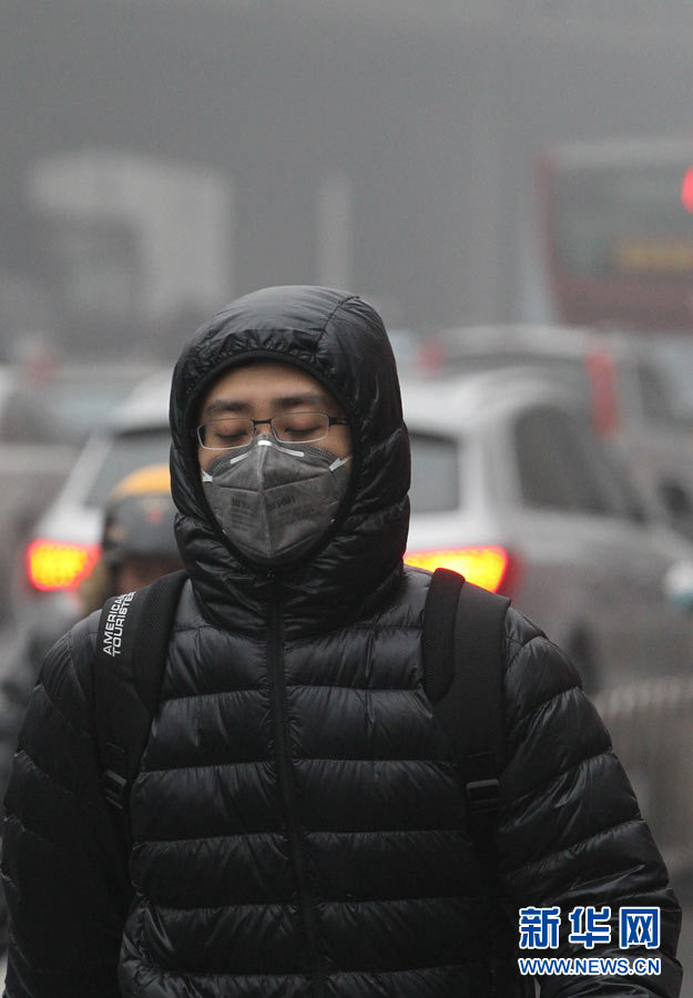 صور:ارتداء سكان بكين الكمامات للوقاية من الضباب الدخاني  (10)