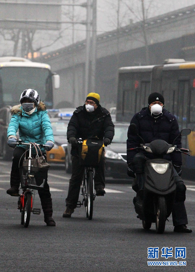 صور:ارتداء سكان بكين الكمامات للوقاية من الضباب الدخاني  (3)