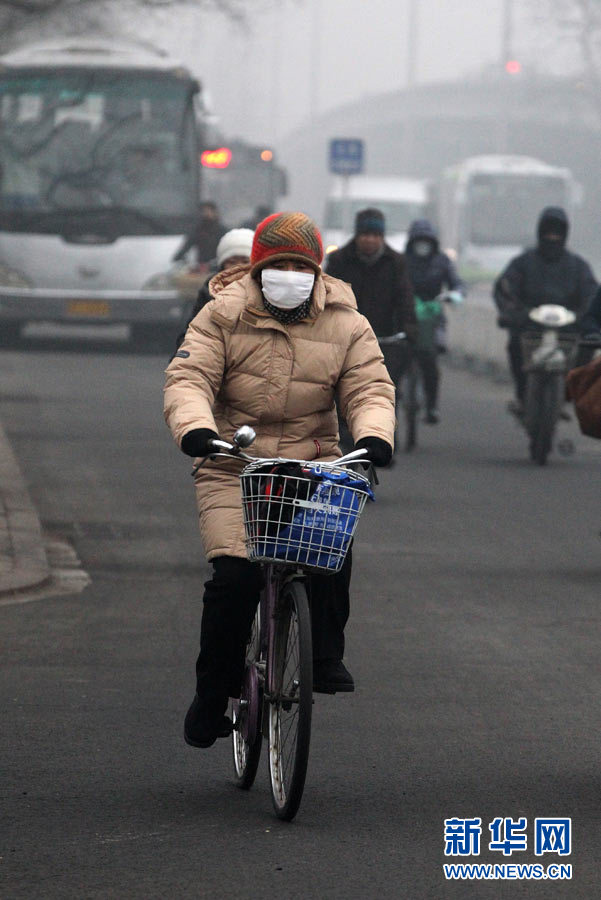 صور:ارتداء سكان بكين الكمامات للوقاية من الضباب الدخاني  (2)
