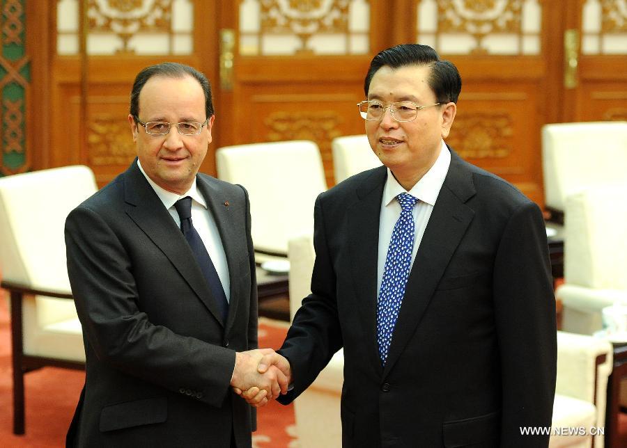 كبير المشرعين الصينيين يجتمع مع الرئيس الفرنسى