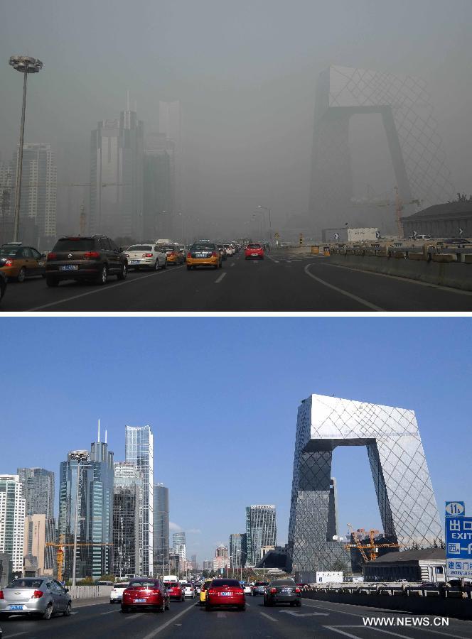 مقارنة مناظر بكين بين 2 نوفمبر و3 نوفمبر  (2)