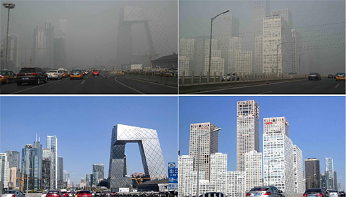 مقارنة مناظر بكين بين 2 نوفمبر و3 نوفمبر