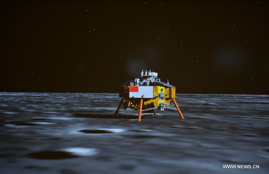 المسبار القمري الصيني تشانغ أ -3 يقوم بهبوط سلسل على سطح القمر (4)