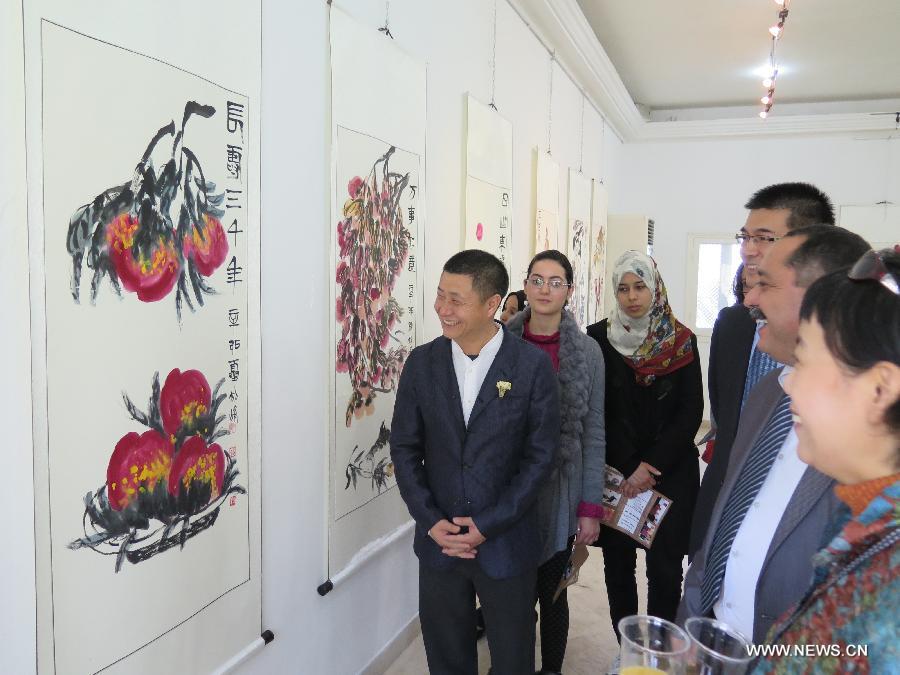 الرسام التشكيلي الصيني زهانغ جيافنغ يعرض لوحاته لأول مرة في تونس  (2)
