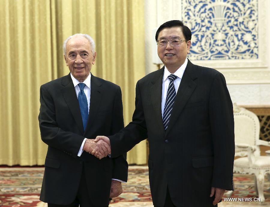 كبير المشرعين الصينيين يجتمع مع الرئيس الاسرائيلى بيريز  (2)