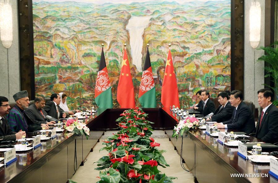 الرئيس الصيني يلتقي نظيره الأفغاني حامد قرضاي  (2)